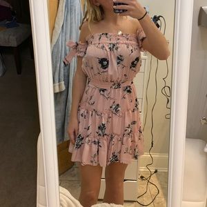 MISA Los Angeles Pink dress off the shoulder